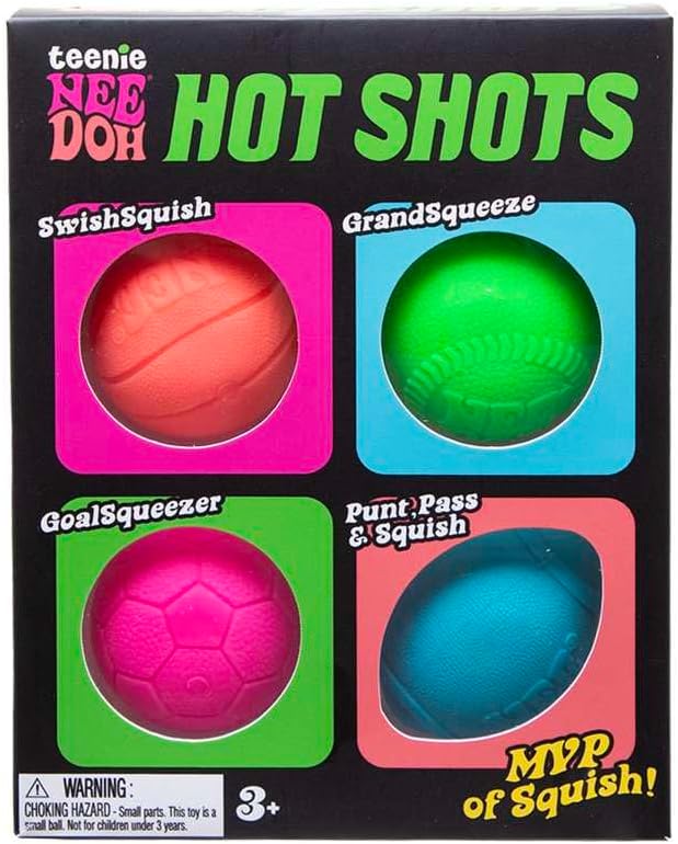 Schylling NeeDoh Hot Shot Teenie Needoh 4 Pack - Sensory Squeeze Toy - 1.5 in Diameter - Colors May Vary - Image 2