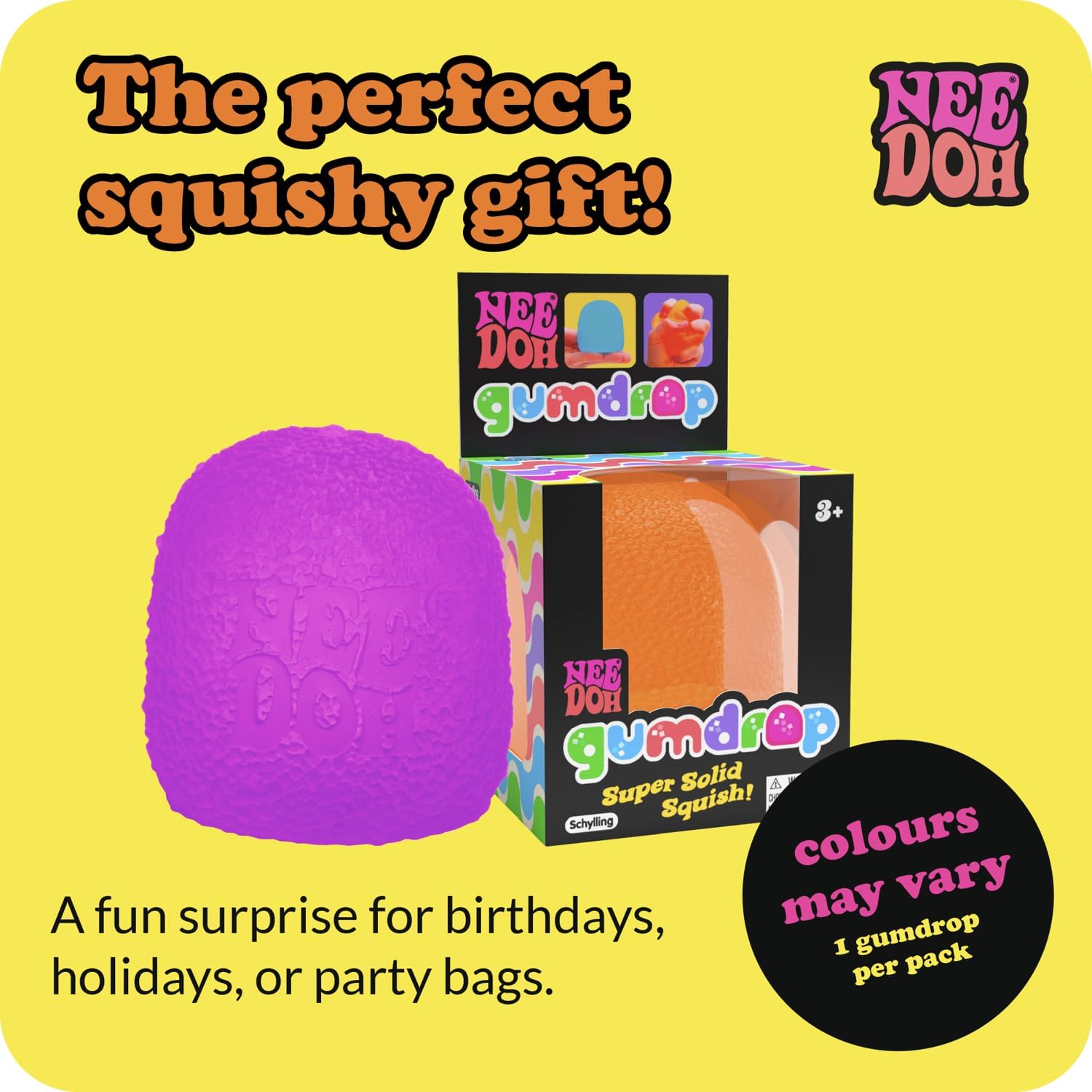 Schylling NeeDoh Gumdrop - Textured Sensory Toy with Super Solid Squish - 2.5 Tall - Colors May Vary (Pack of 1) - Image 5
