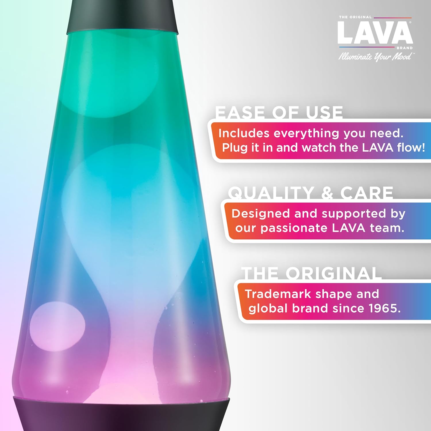 The Original Lava? Lamp - 14.5 Gunmetal Grey - Classic Liquid Motion Lamp - Tri-Colored Green/Blue/Purple - Item #2098 (Amazon Exclusive) - Image 2