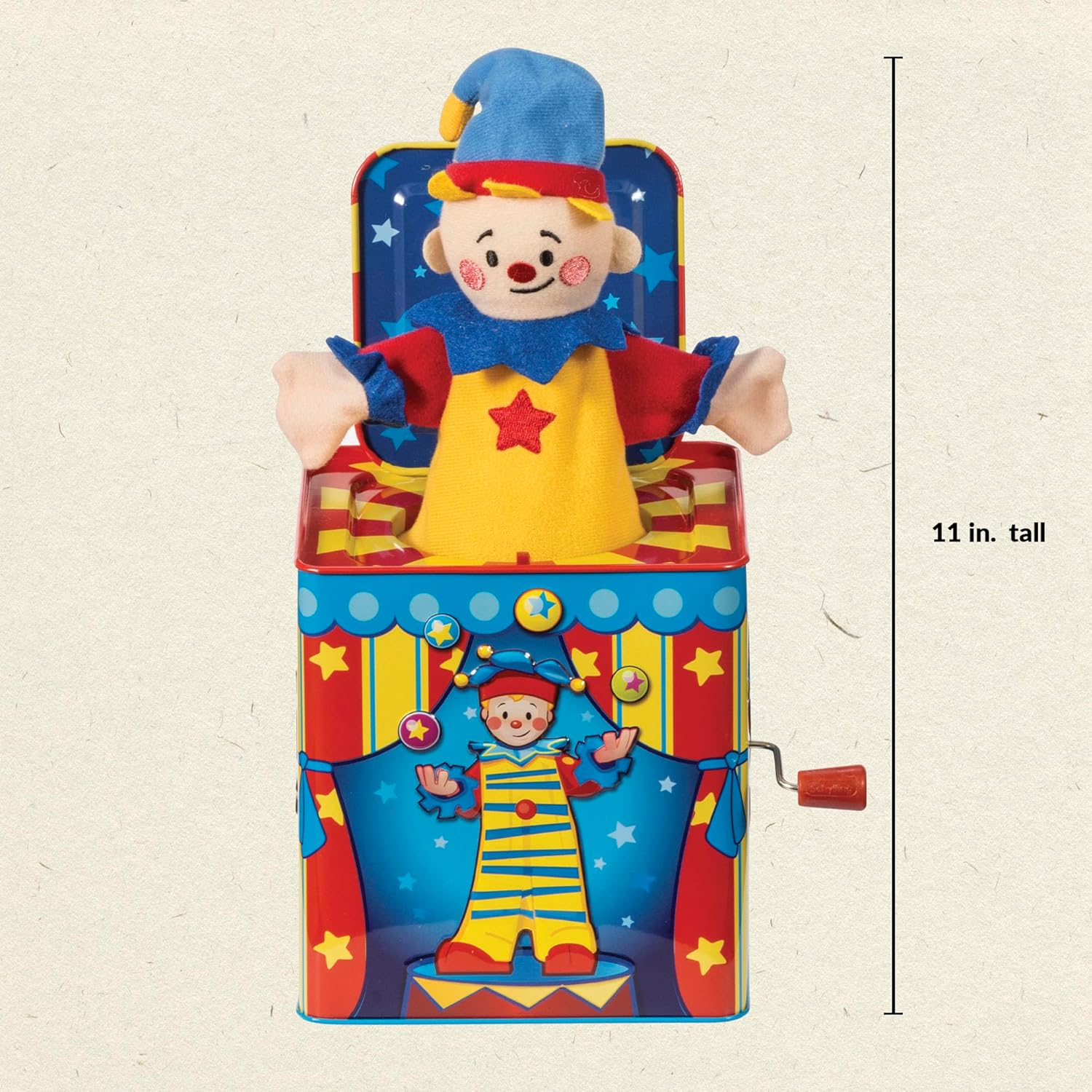 Schylling Silly Circus Jack in the Box - Classic Children-s Musical Toy - Colorful Embossed Tin Box and Friendly Plush - Age 18 months and Up - Image 3
