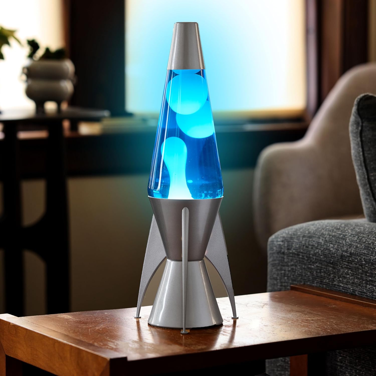 Lava The Original Lamp - 14.5 Gray Stratosphere ?C Retro Rocket Liquid Motion Lamp - White and Blue Liquid - Item #2390 (Amazon Exclusive) - Image 4